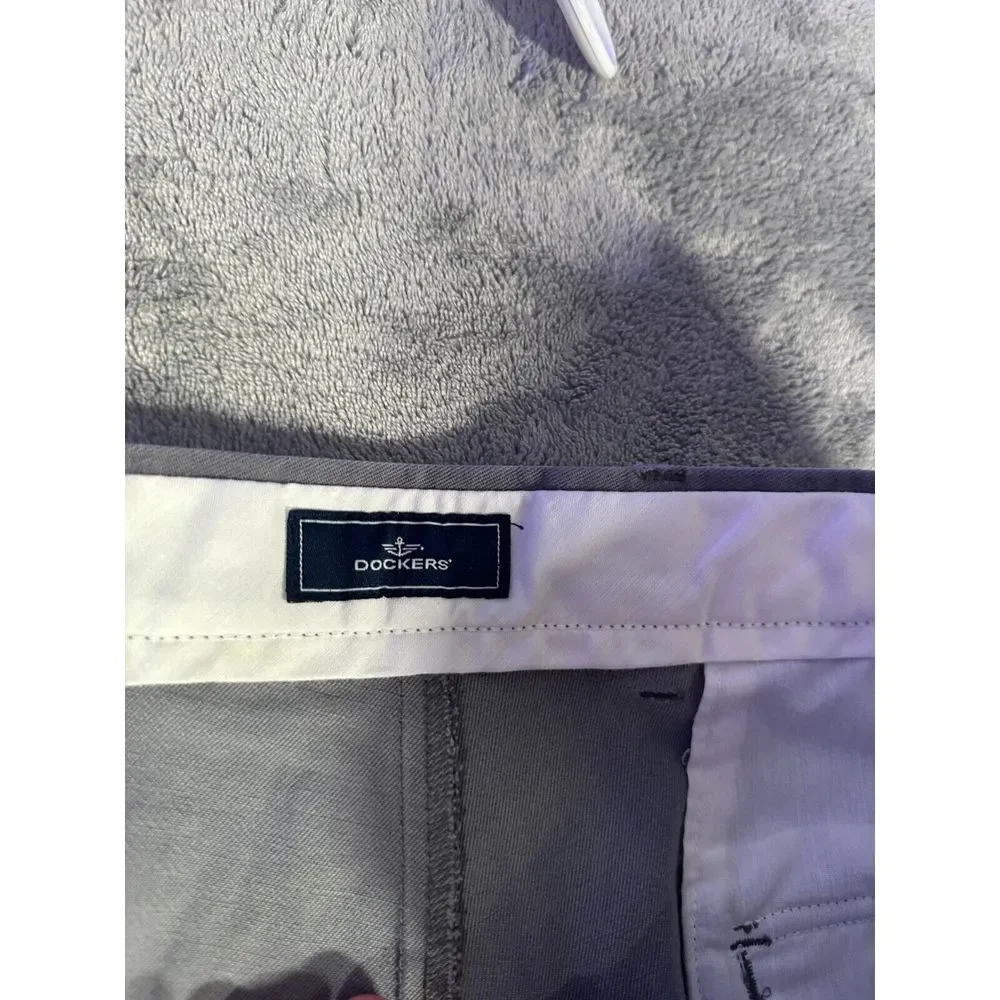 Dockers Pants Mens 34x34 Cotton Blend Flat Front Classic Fit‎ Gray Dress Pant